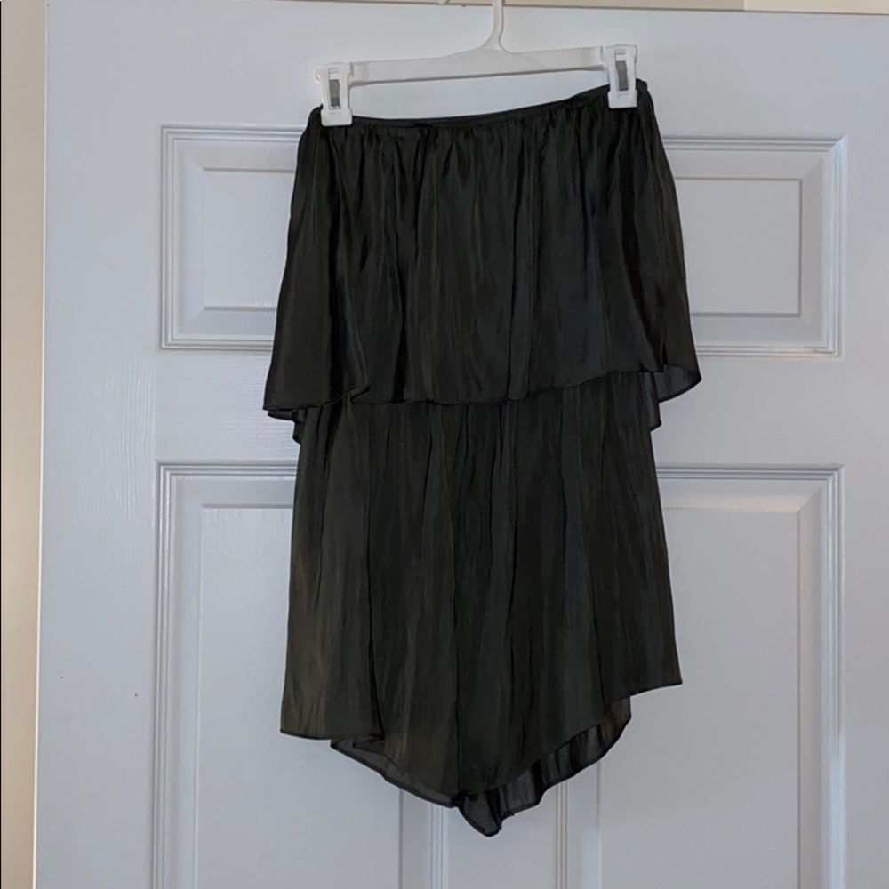 Hunter green, strapless romper